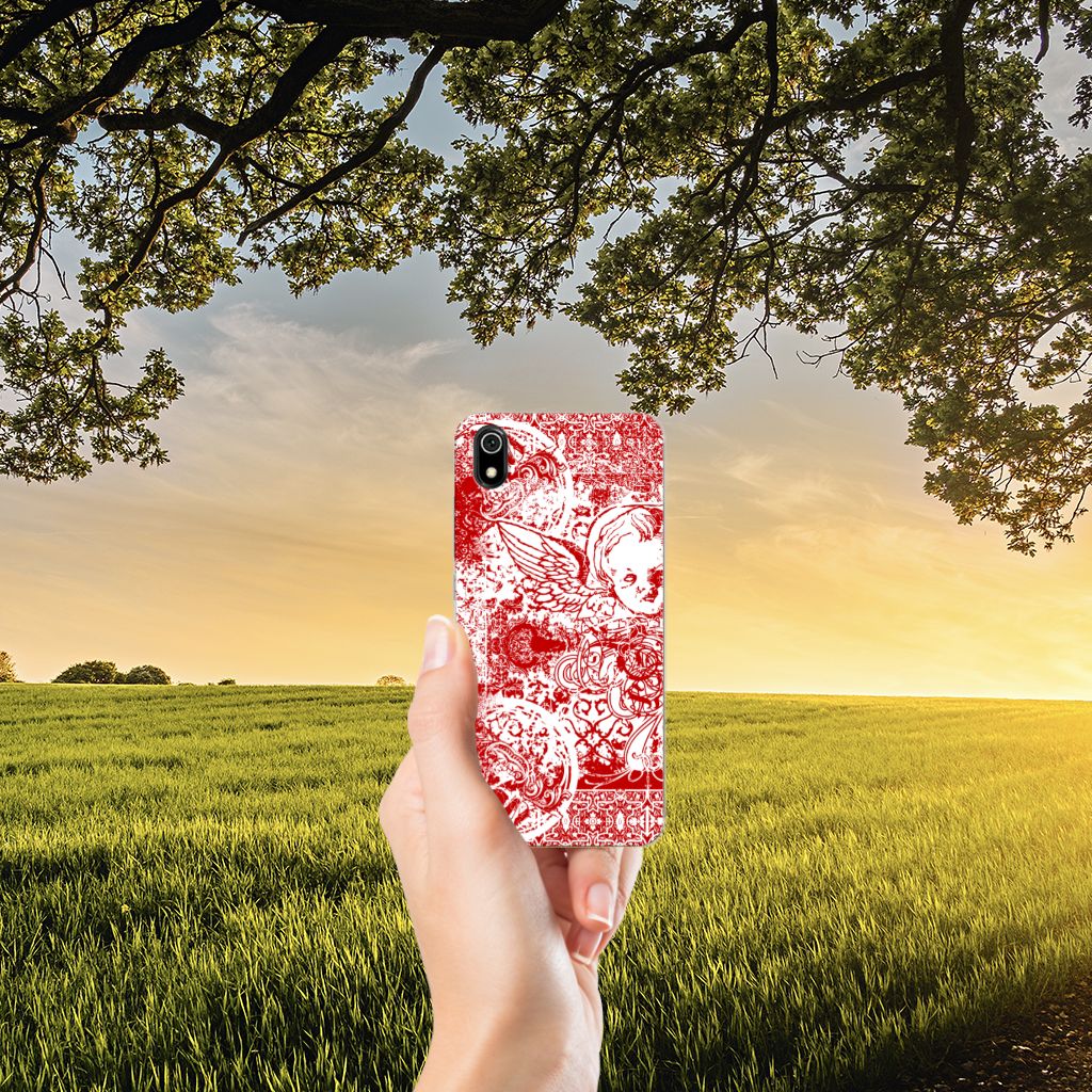 Silicone Back Case Xiaomi Redmi 7A Angel Skull Rood