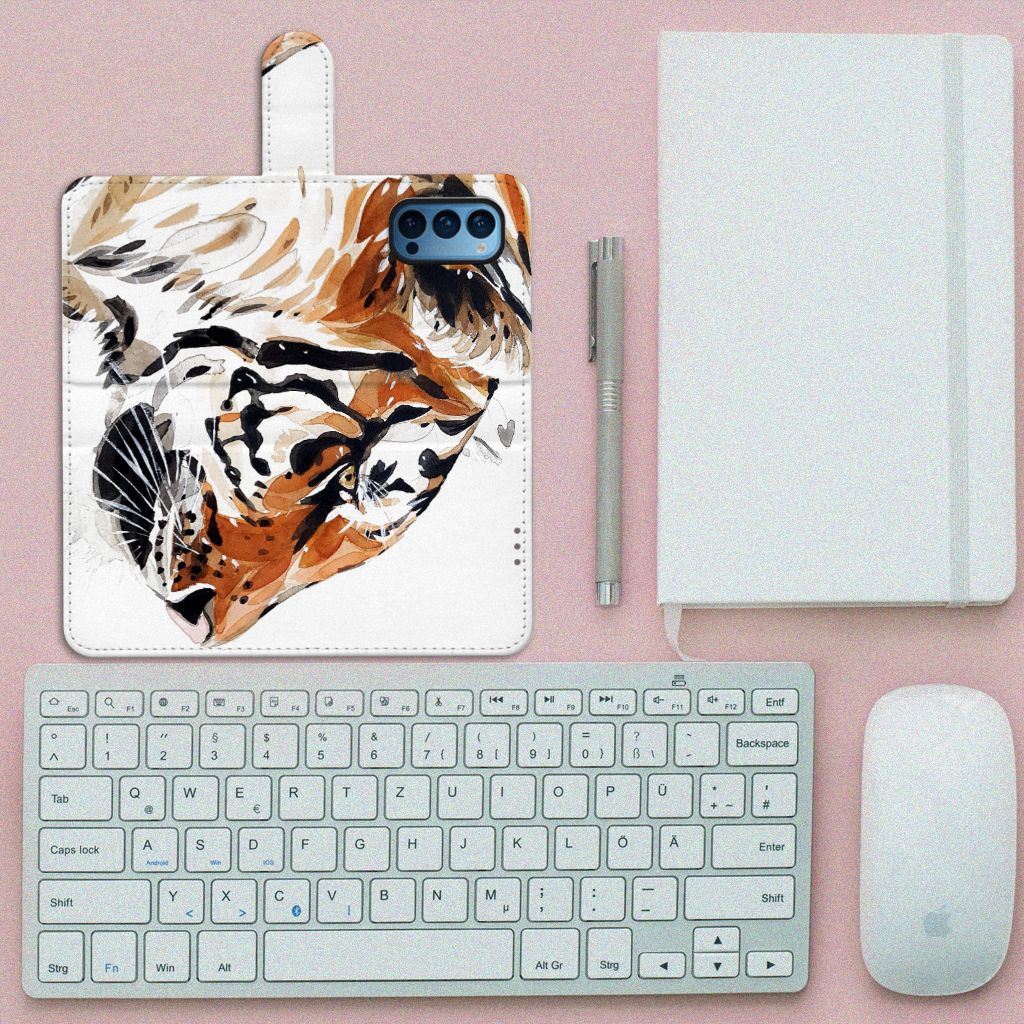 Hoesje OPPO Reno 4 Pro 5G Watercolor Tiger