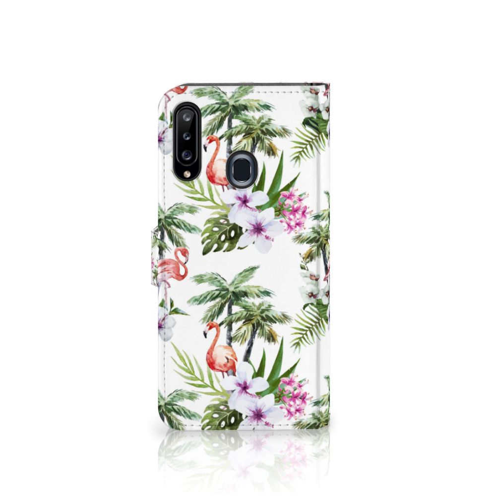 Samsung Galaxy A20s Telefoonhoesje met Pasjes Flamingo Palms