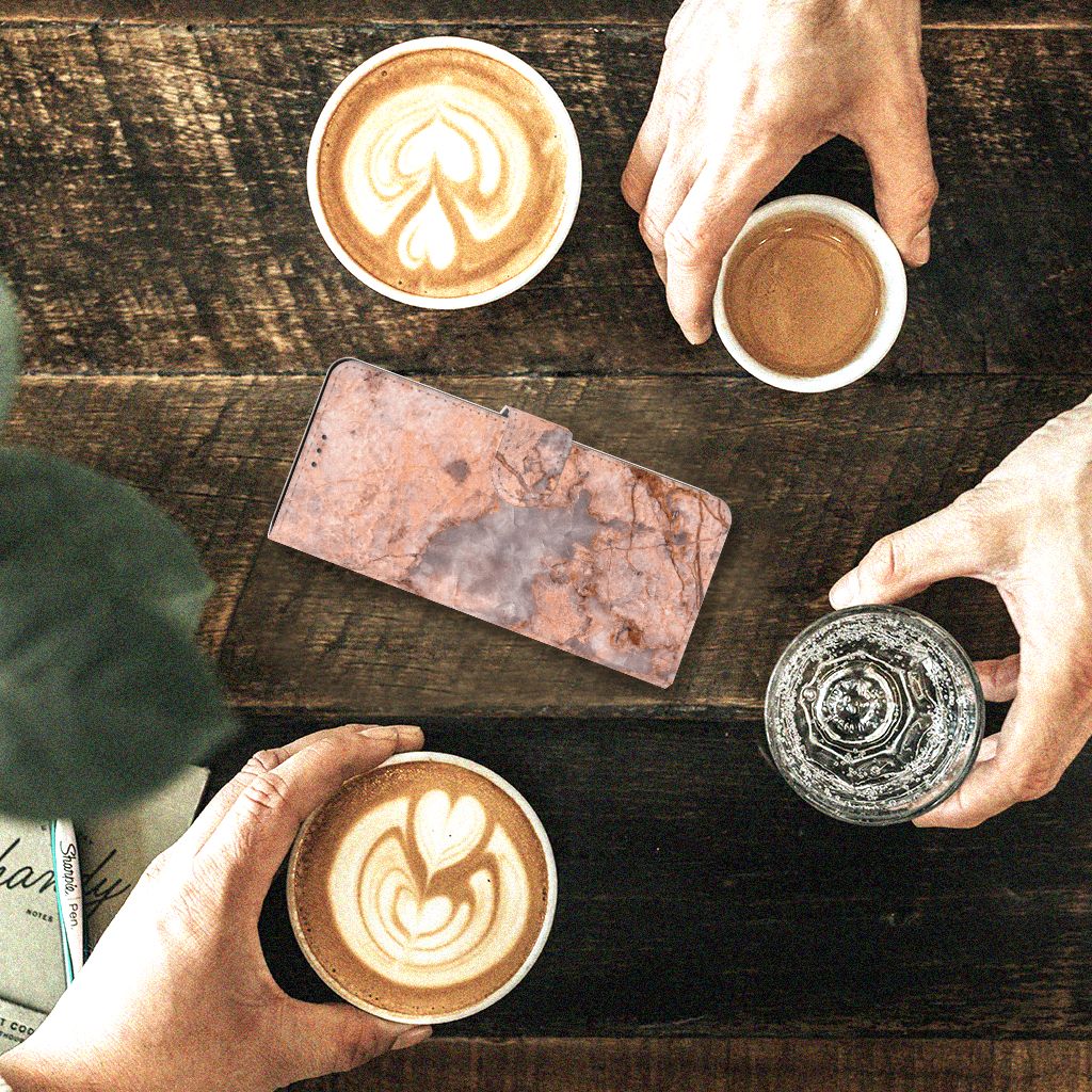 Sony Xperia 5II Bookcase Marmer Oranje