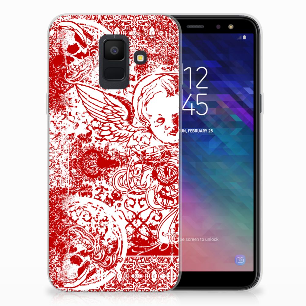 Silicone Back Case Samsung Galaxy A6 (2018) Angel Skull Rood