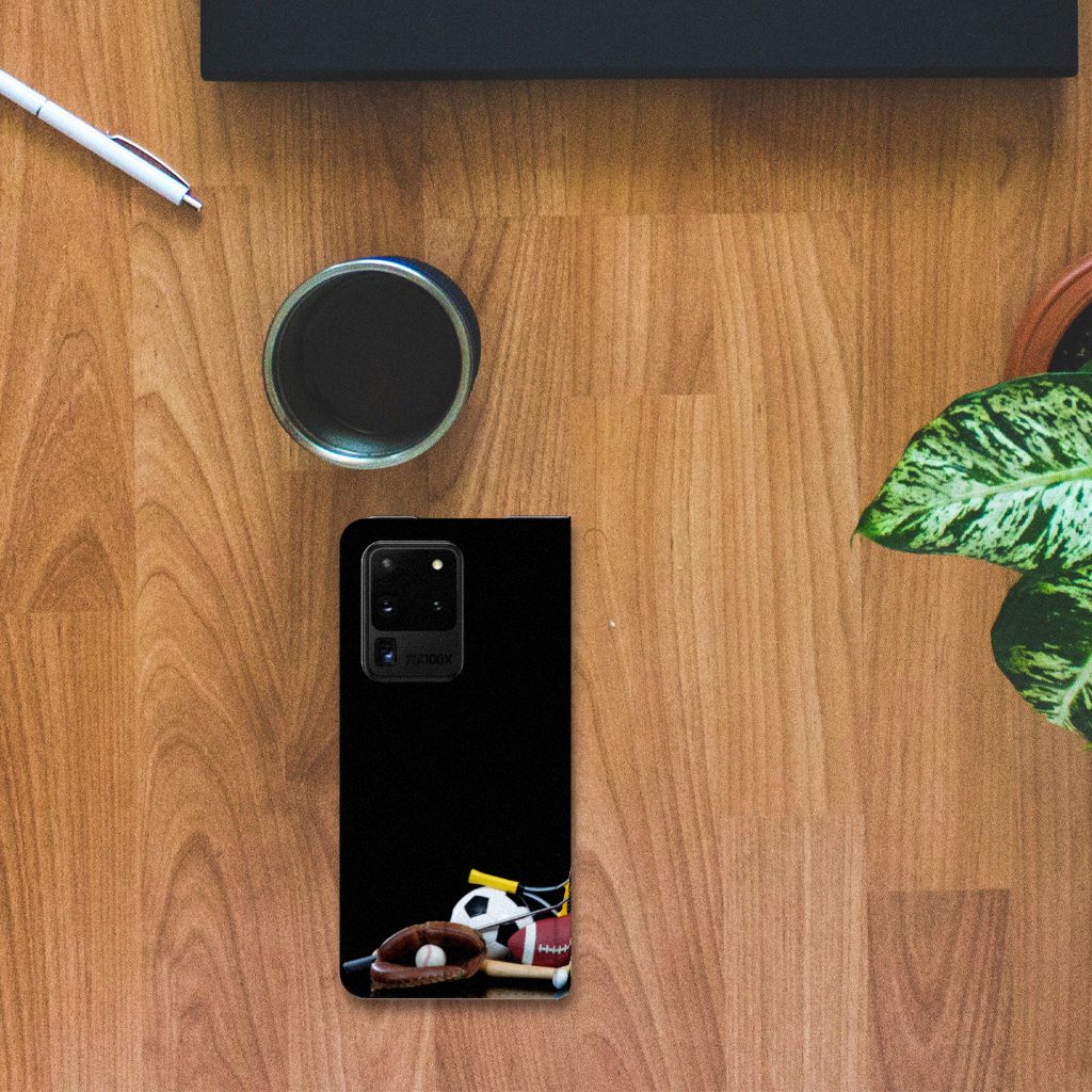 Samsung Galaxy S20 Ultra Hippe Standcase Sports met sportafbeeldingen voor een actieve levensstijl.