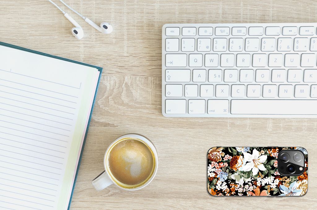 Bloemen Hoesje voor iPhone 14 Pro Dark Flowers B2C Telecom