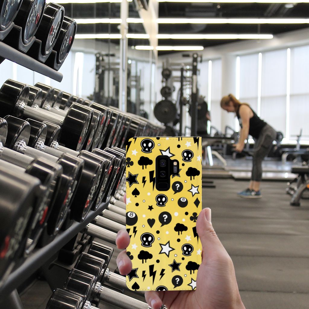 Mobiel BookCase Samsung Galaxy S9 Plus Punk Geel