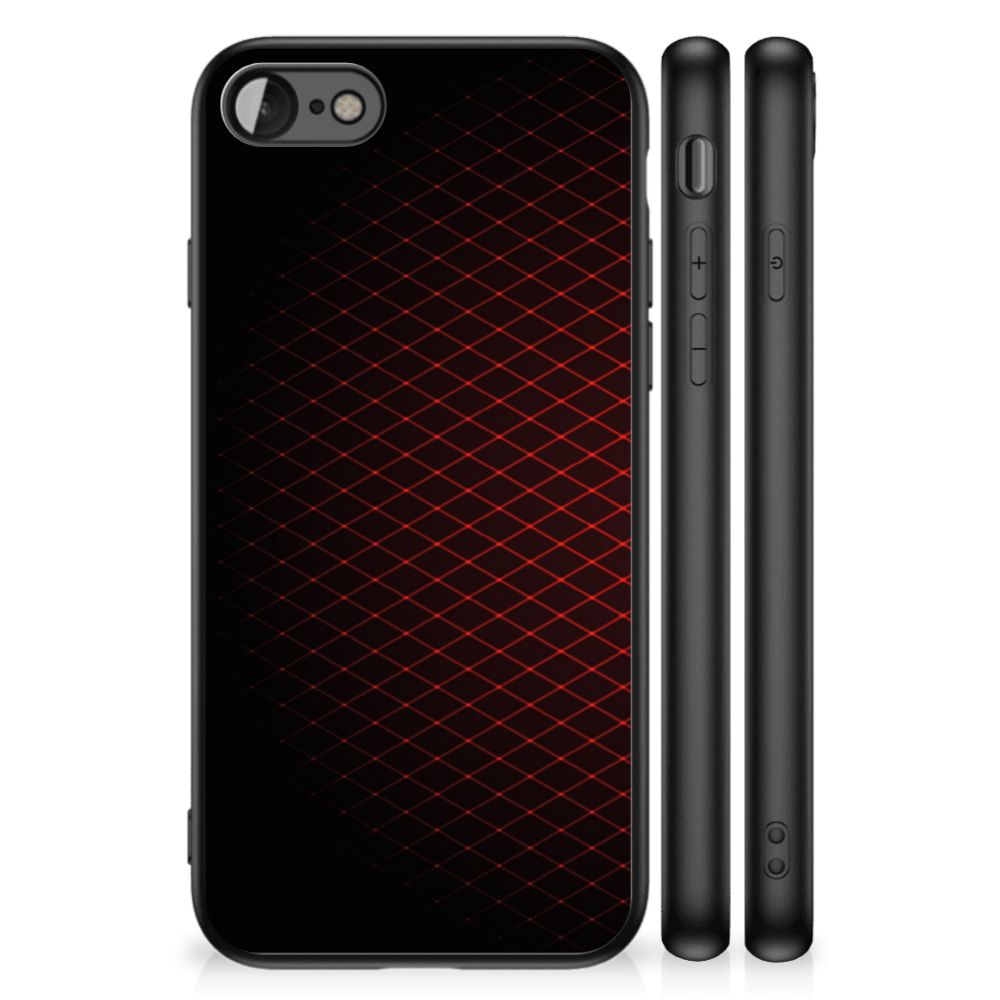 iPhone SE 2022 | SE 2020 | 7/8 Back Case Geruit Rood met zwarte en rode ruitpatroon, ontworpen voor Apple iPhone 7/8/SE.