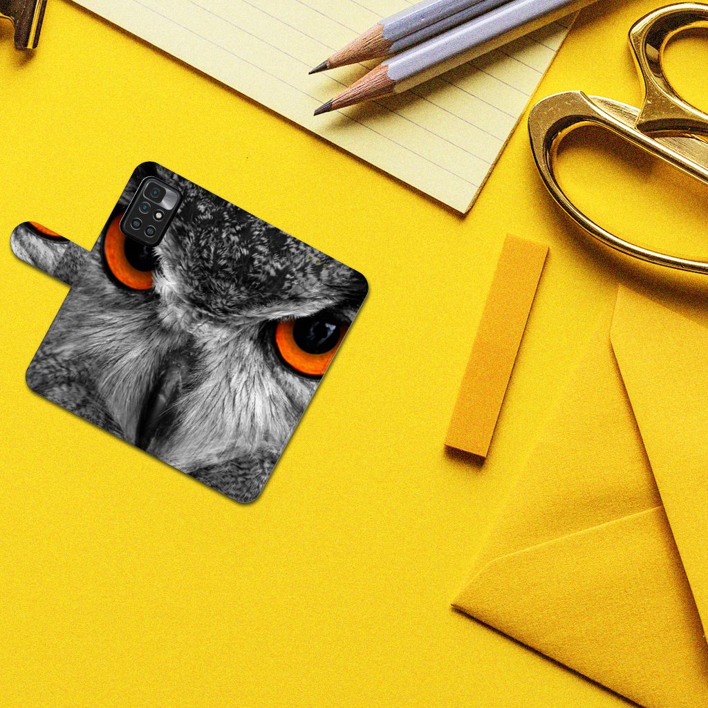 Xiaomi Redmi 10 Telefoonhoesje met Pasjes Uil
