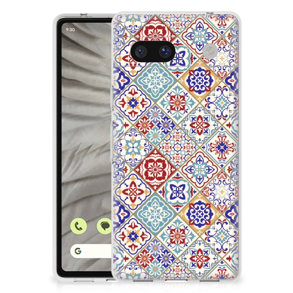 Google Pixel 7A TPU Siliconen Hoesje Tiles Color