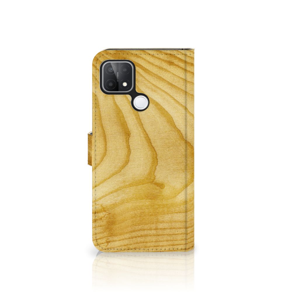 OPPO A15 Book Style Case Licht Hout
