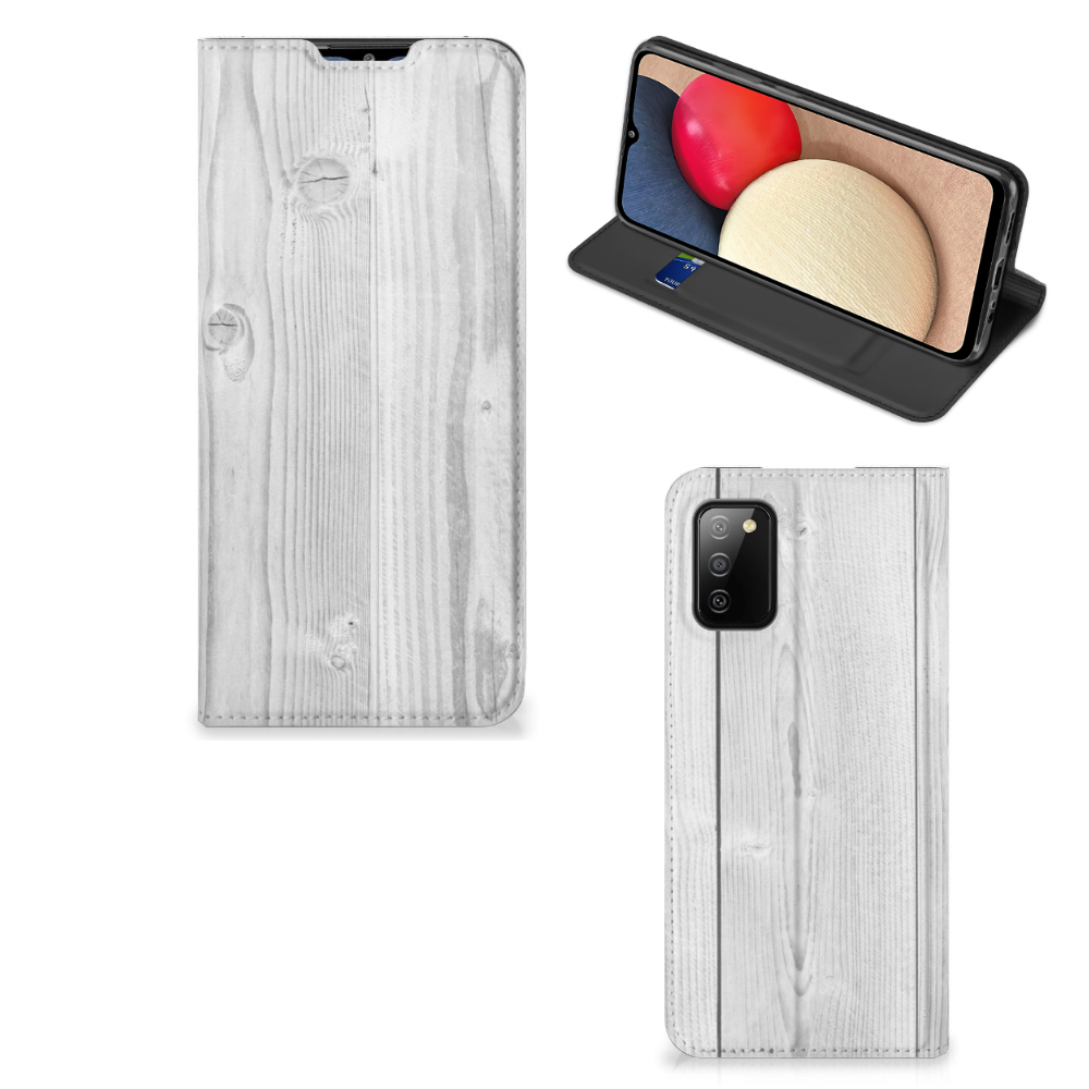 Samsung Galaxy M02s | A02s Book Wallet Case White Wood - B2C Telecom