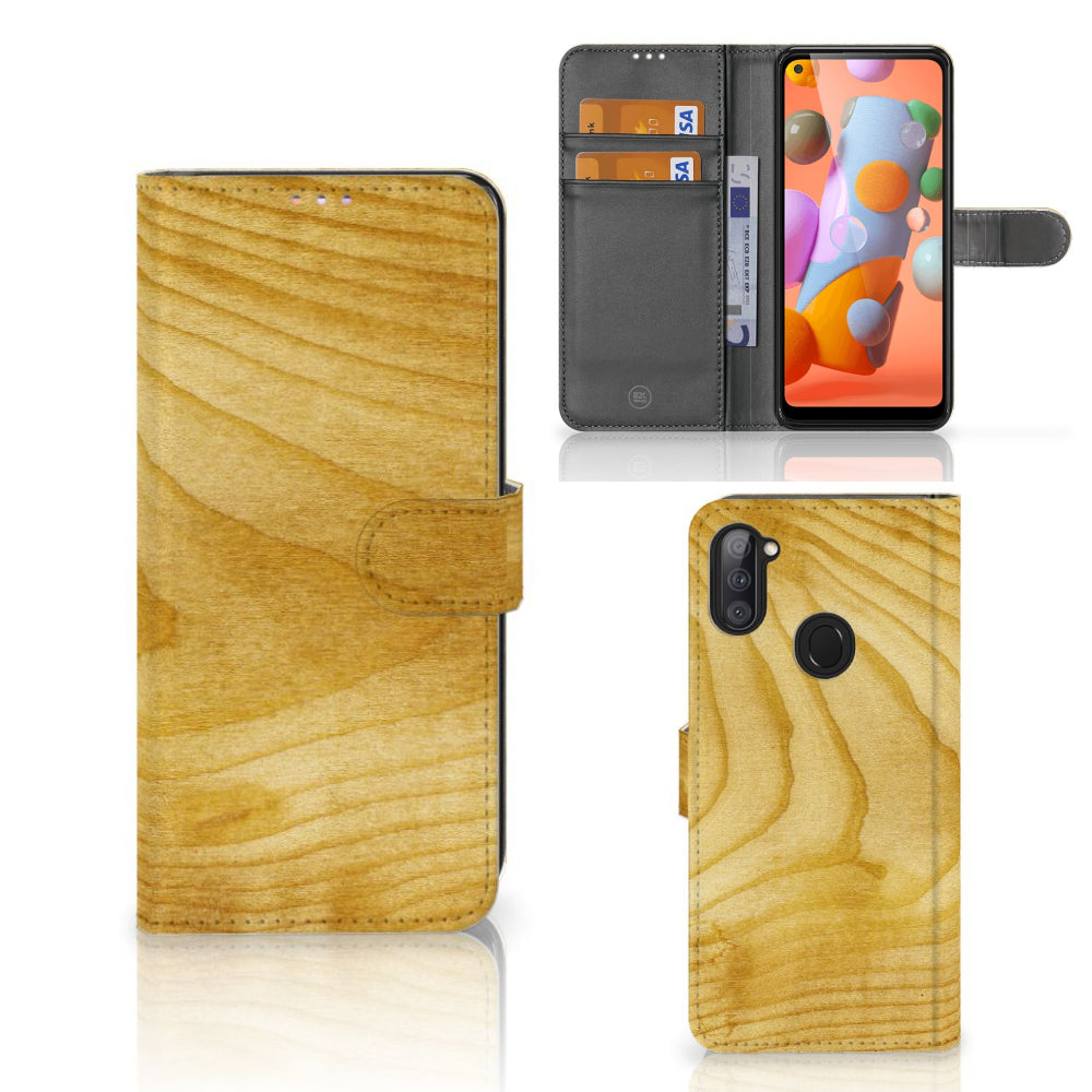Samsung Galaxy M11 | A11 Book Style Case Licht Hout