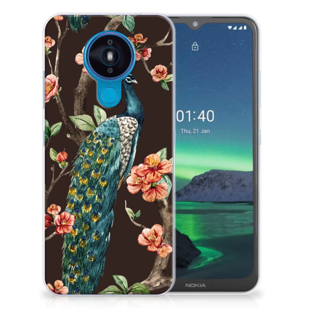 Nokia 1.4 TPU Hoesje Pauw met Bloemen