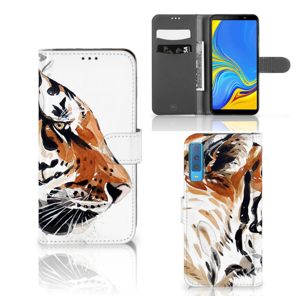 Hoesje Samsung Galaxy A7 (2018) Watercolor Tiger