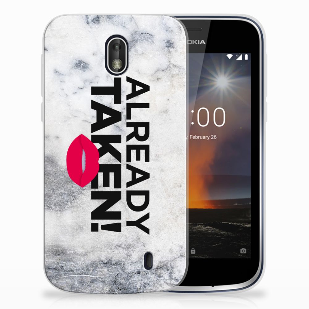 Nokia 1 Siliconen hoesje met naam Already Taken White