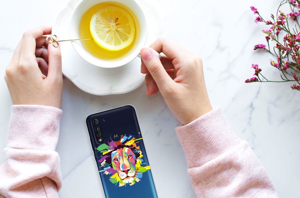 Motorola Moto G8 Power Lite Telefoonhoesje met Naam Lion Color B2C Telecom