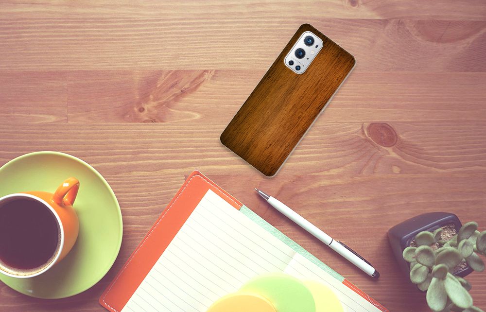 OnePlus 9 Pro Bumper Hoesje Donker Hout