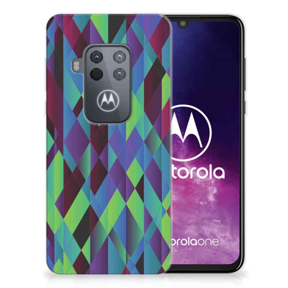 Motorola One Zoom TPU Hoesje Abstract Green Blue