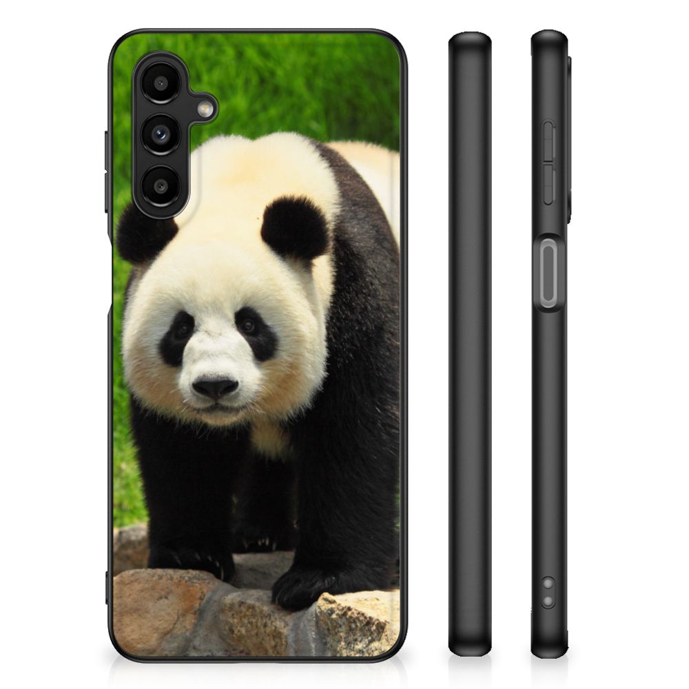 Samsung Galaxy A14 5G Dierenprint Telefoonhoesje Panda met panda afbeelding en zwart design