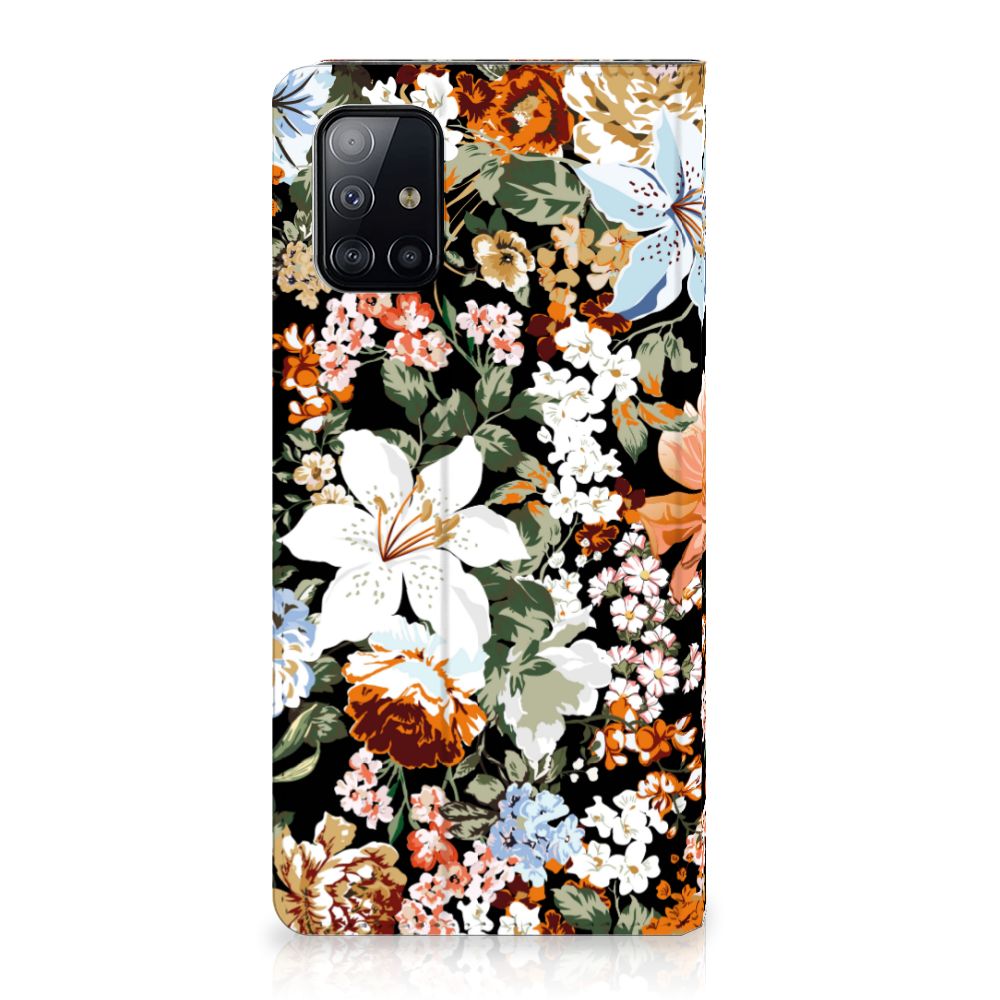Smart Cover voor Samsung Galaxy A71 Dark Flowers - B2C Telecom