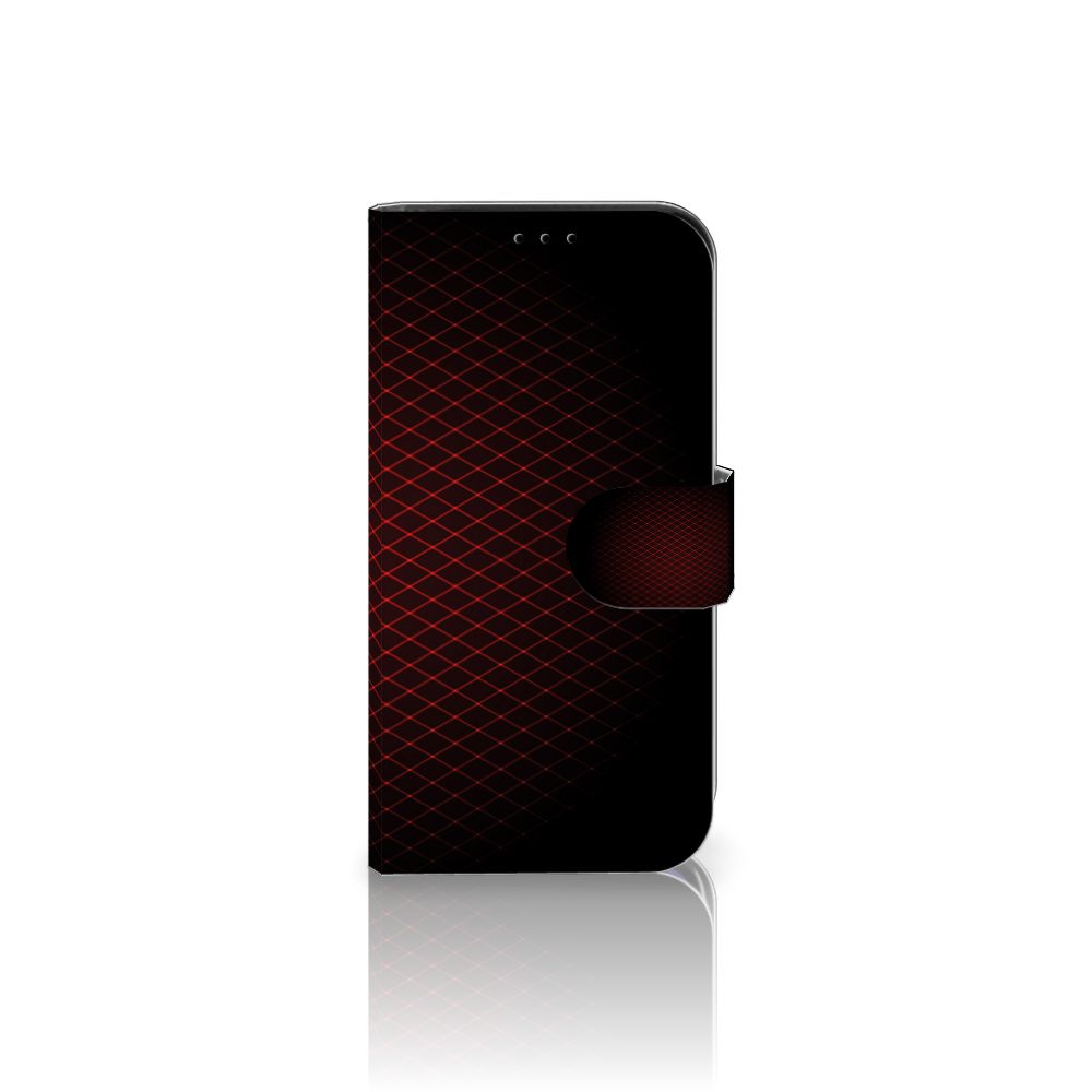 iPhone 13 Mini Telefoon Hoesje Geruit Rood met ruimte voor 3 pasjes en minimalistisch design