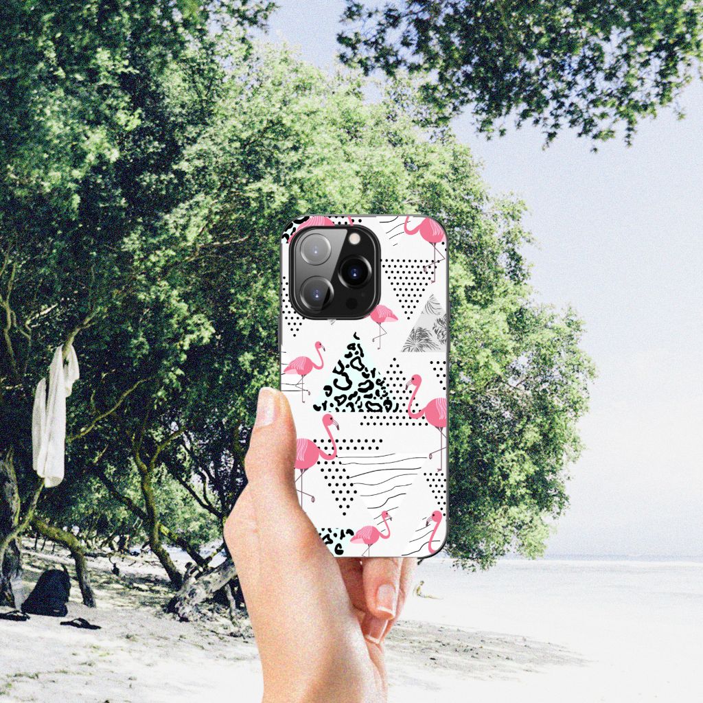 iPhone 14 Pro Dierenprint Telefoonhoesje Flamingo Triangle B2C Telecom