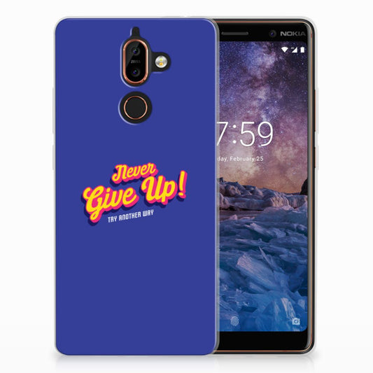 Nokia 7 Plus Siliconen hoesje met naam Never Give Up