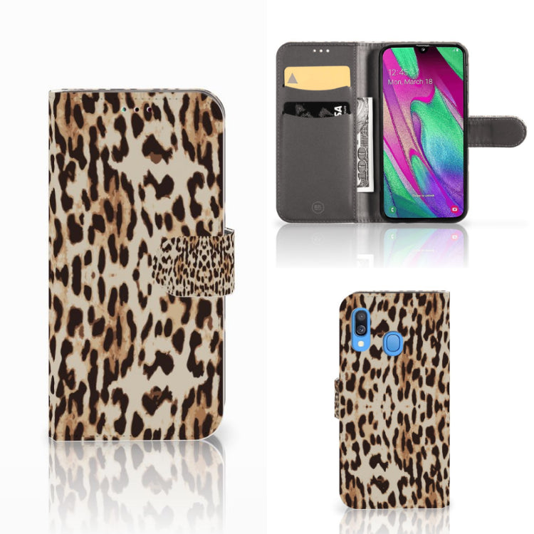 Samsung Galaxy A40 Telefoonhoesje met Pasjes Leopard