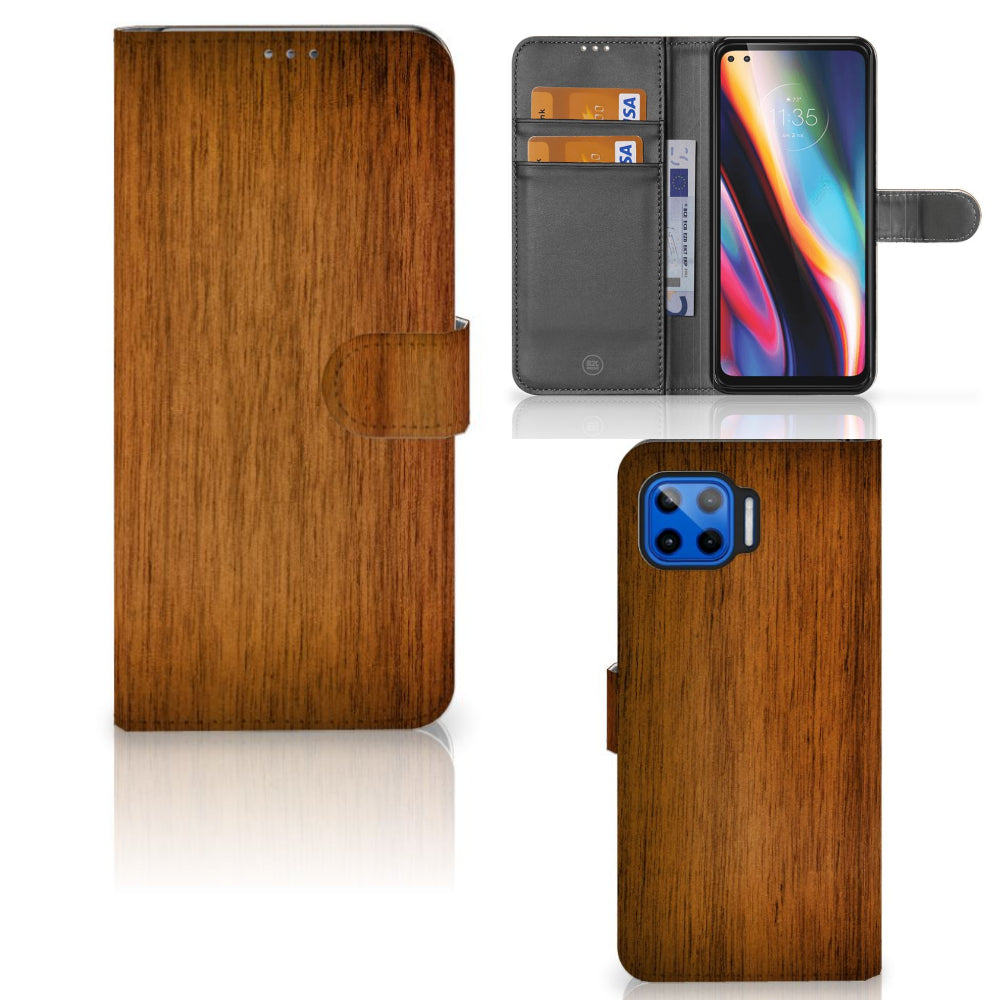 Motorola Moto G 5G Plus Book Style Case Donker Hout