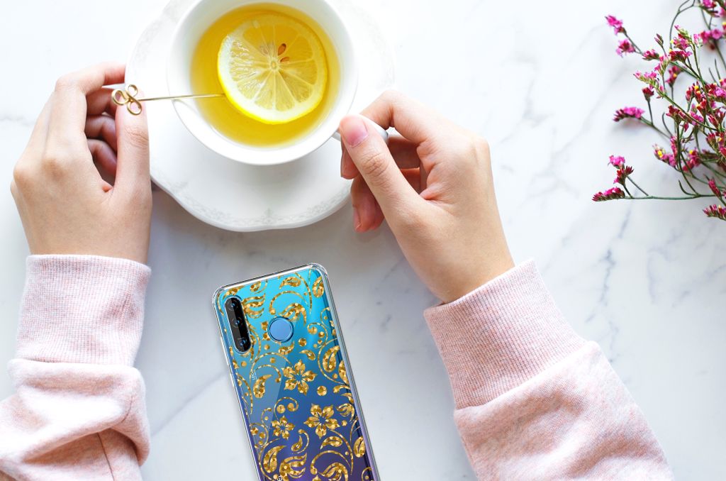 Huawei P30 Lite Case Gouden Bloemen