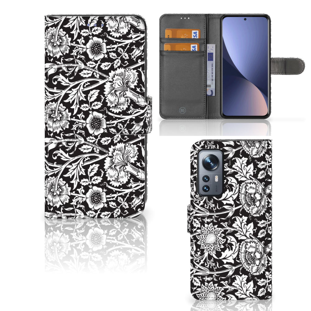 Xiaomi 12 | 12X Hoesje Black Flowers