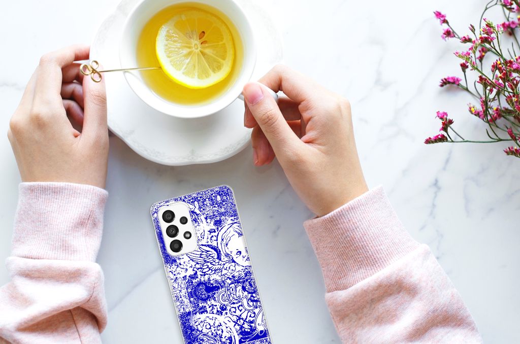 Silicone Back Case Samsung Galaxy A33 5G Angel Skull Blauw B2C Telecom