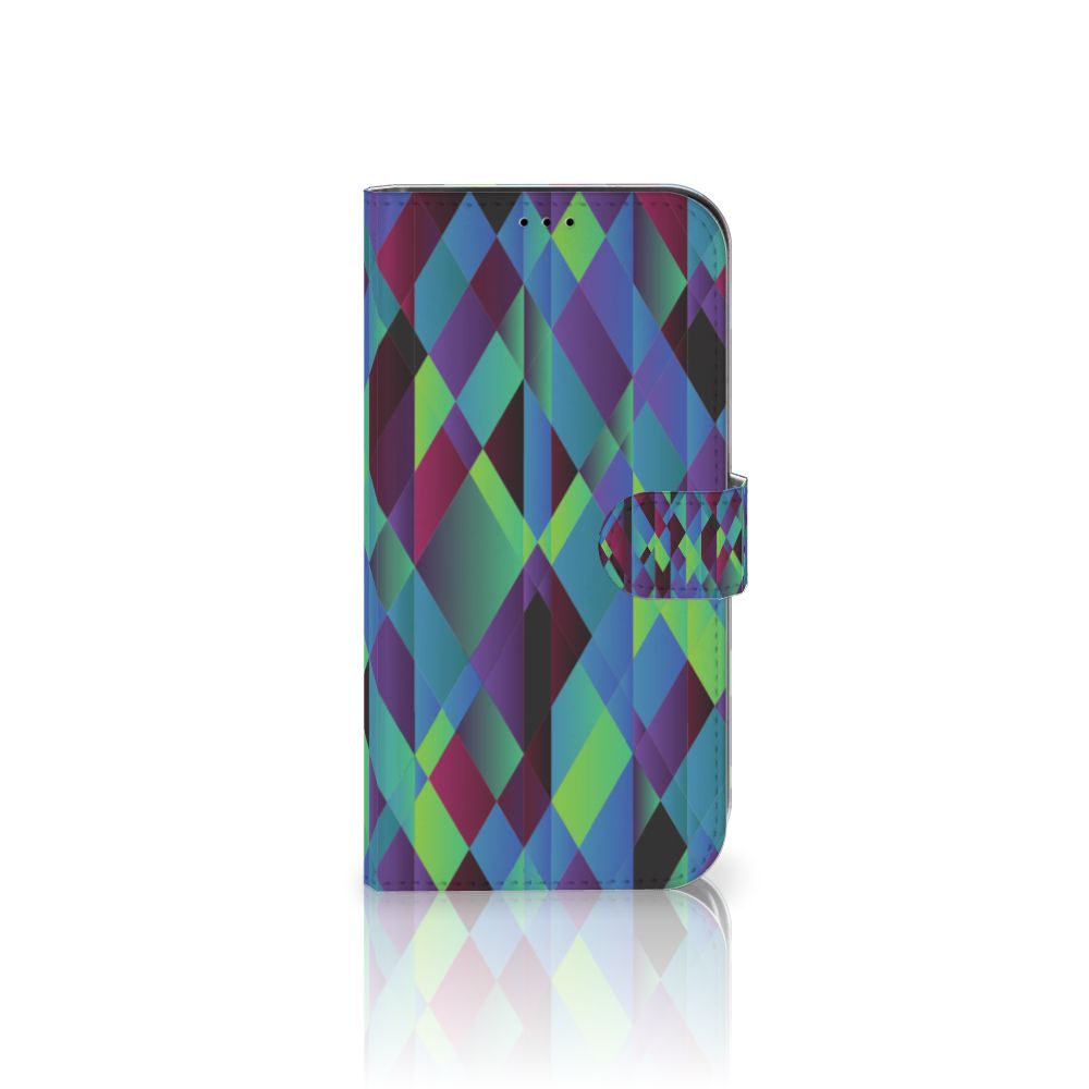 iPhone 13 Pro Max Book Case Abstract Green Blue met levendige kleuren en kunstzinnige patronen 🎨.