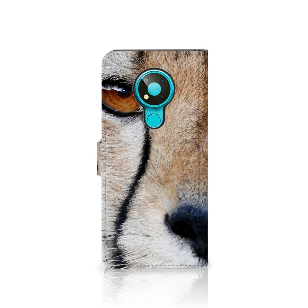 Nokia 3.4 Telefoonhoesje met Pasjes Cheetah met close-up van cheeta's gezicht