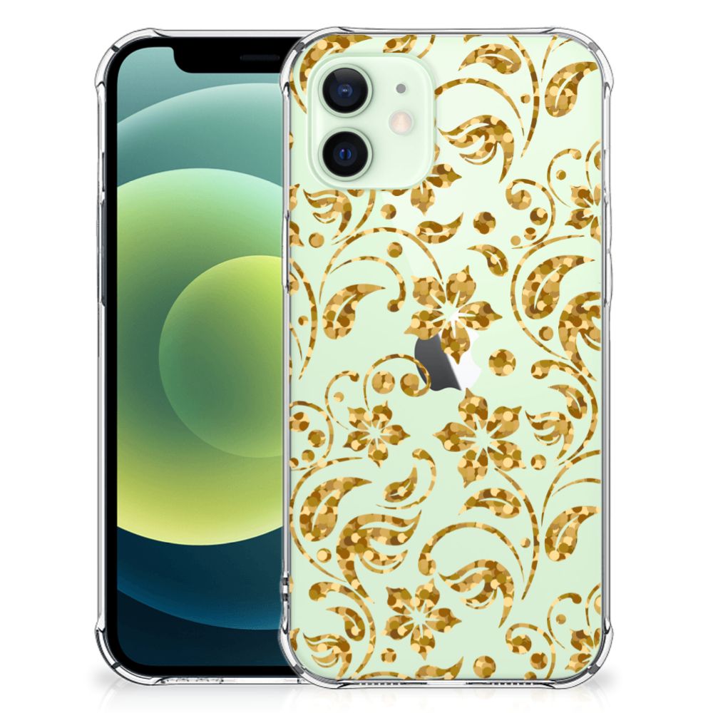 iPhone 12 Mini Case Gouden Bloemen B2C Telecom