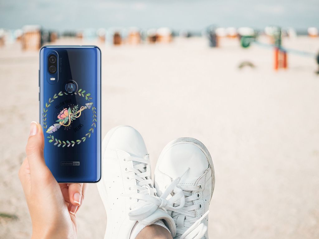 Motorola One Vision Telefoonhoesje met Naam Boho Dreams