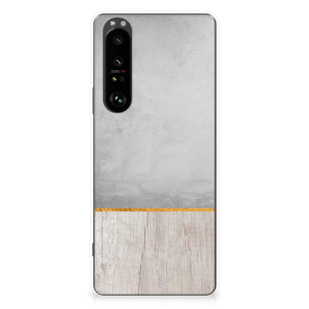 Sony Xperia 1 III Bumper Hoesje Wood Concrete