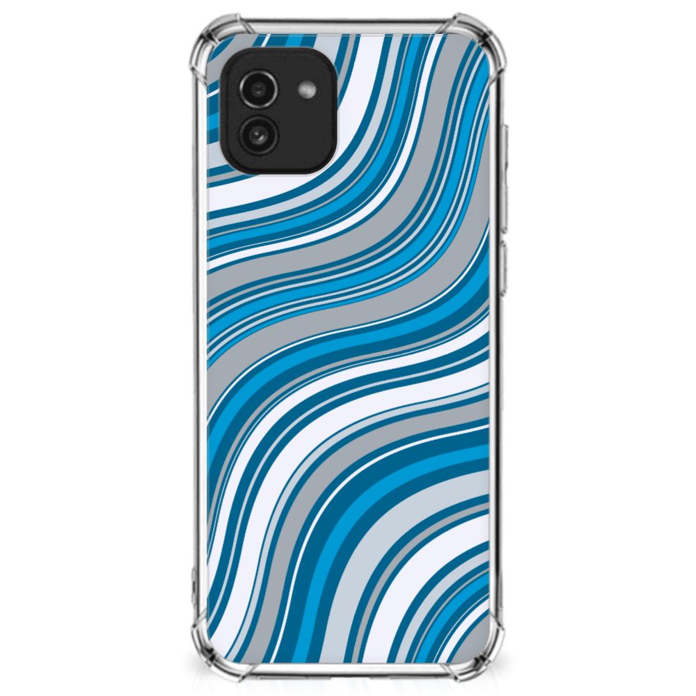Samsung Galaxy A03 Doorzichtige Silicone Hoesje Waves Blue B2C Telecom