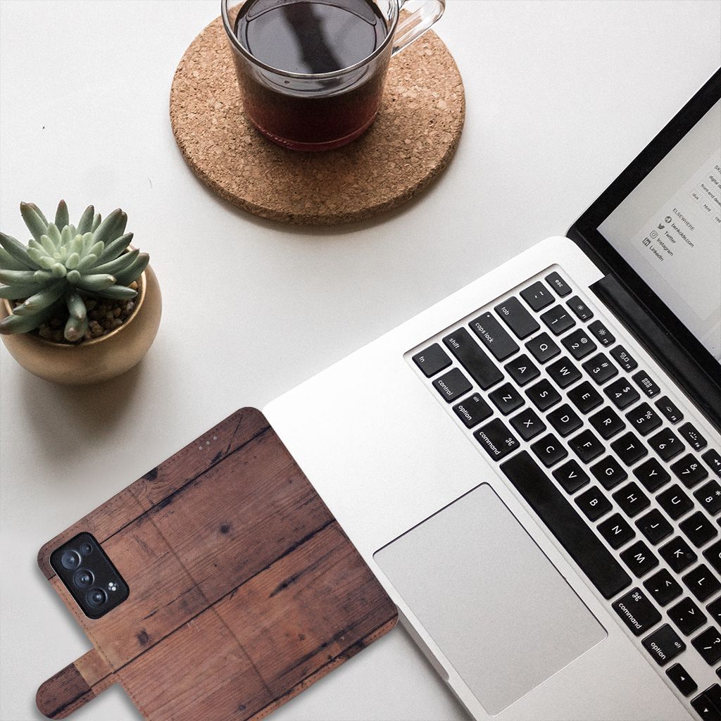 OPPO Reno 6 Pro Plus 5G Book Style Case Old Wood