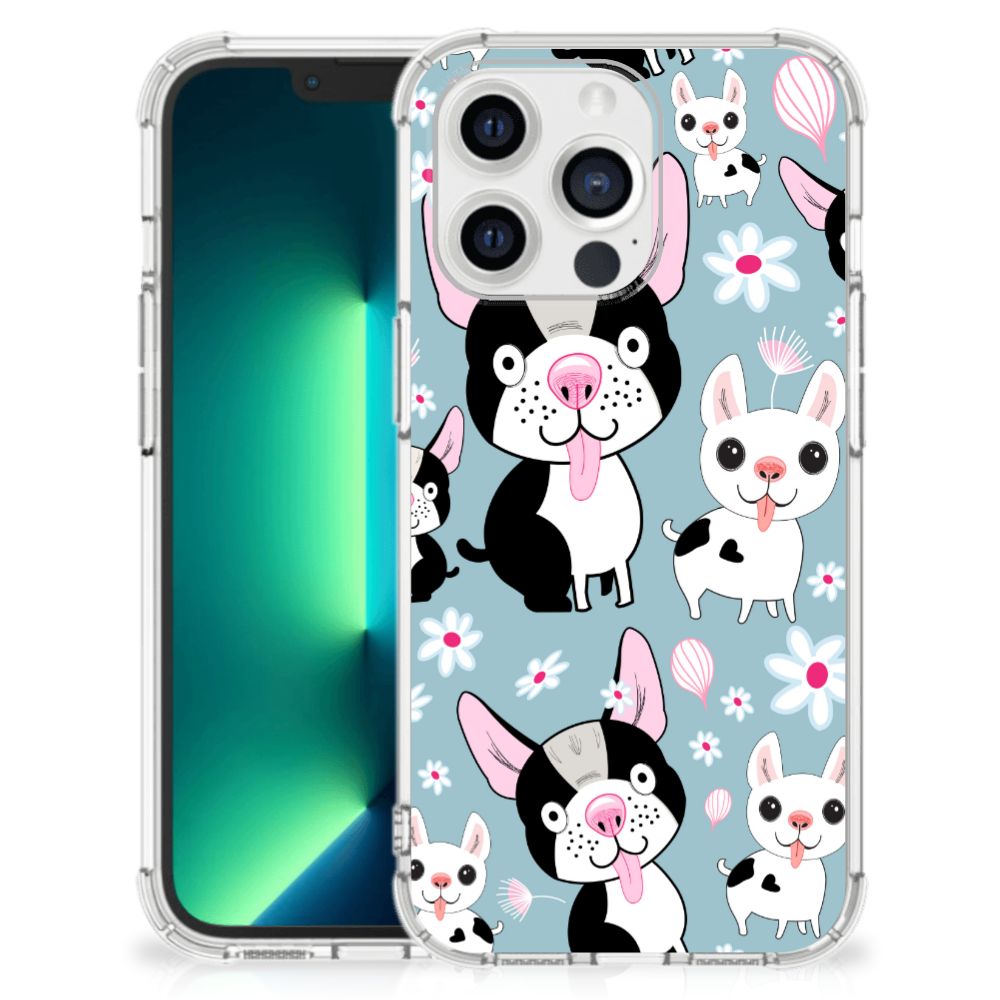 iPhone 13 Pro Max Case Anti-shock Hondjes met schattige hondenprint en bloemen. Perfect voor smartphonegebruikers!