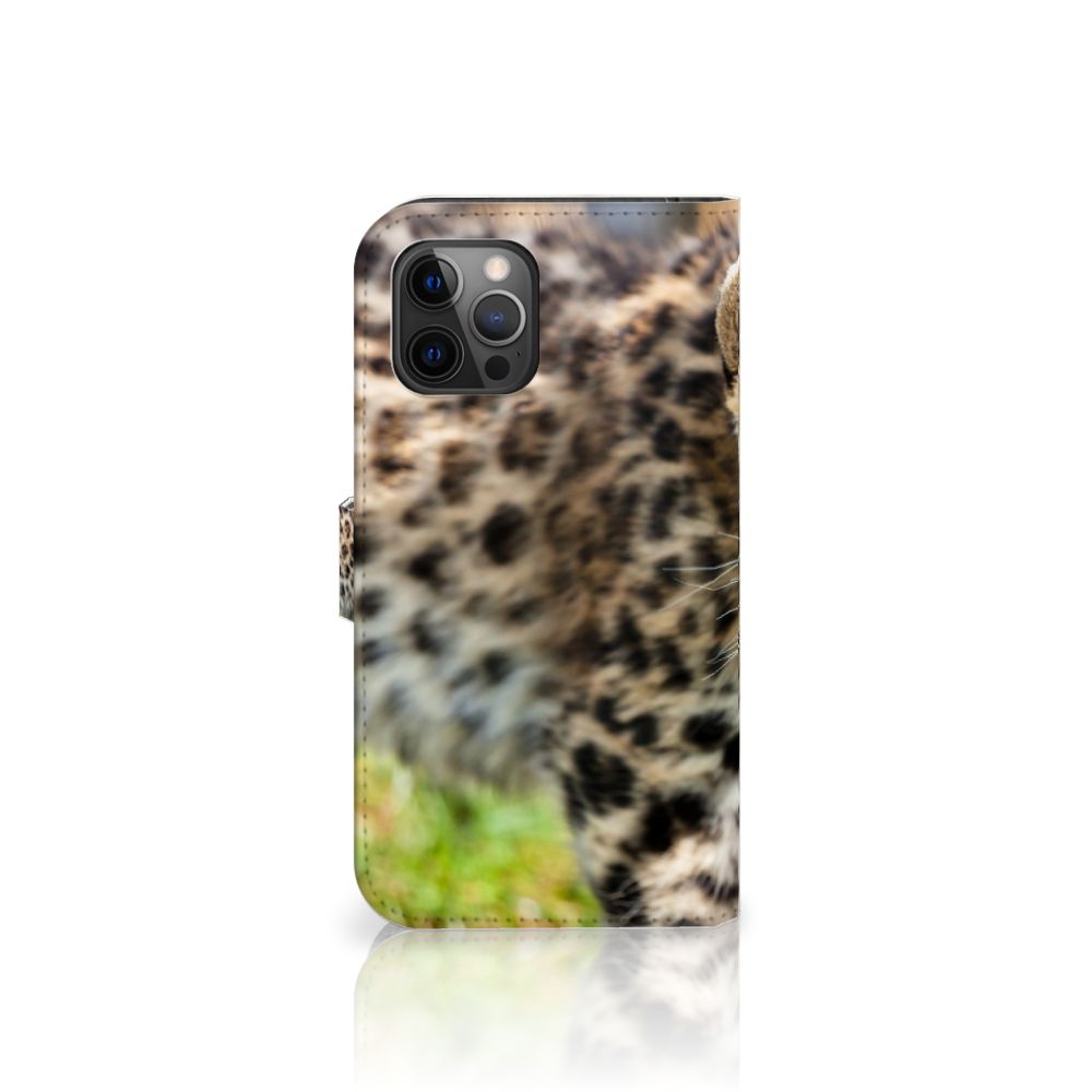 Apple iPhone 12 Pro Max Telefoonhoesje met Pasjes Baby Luipaard