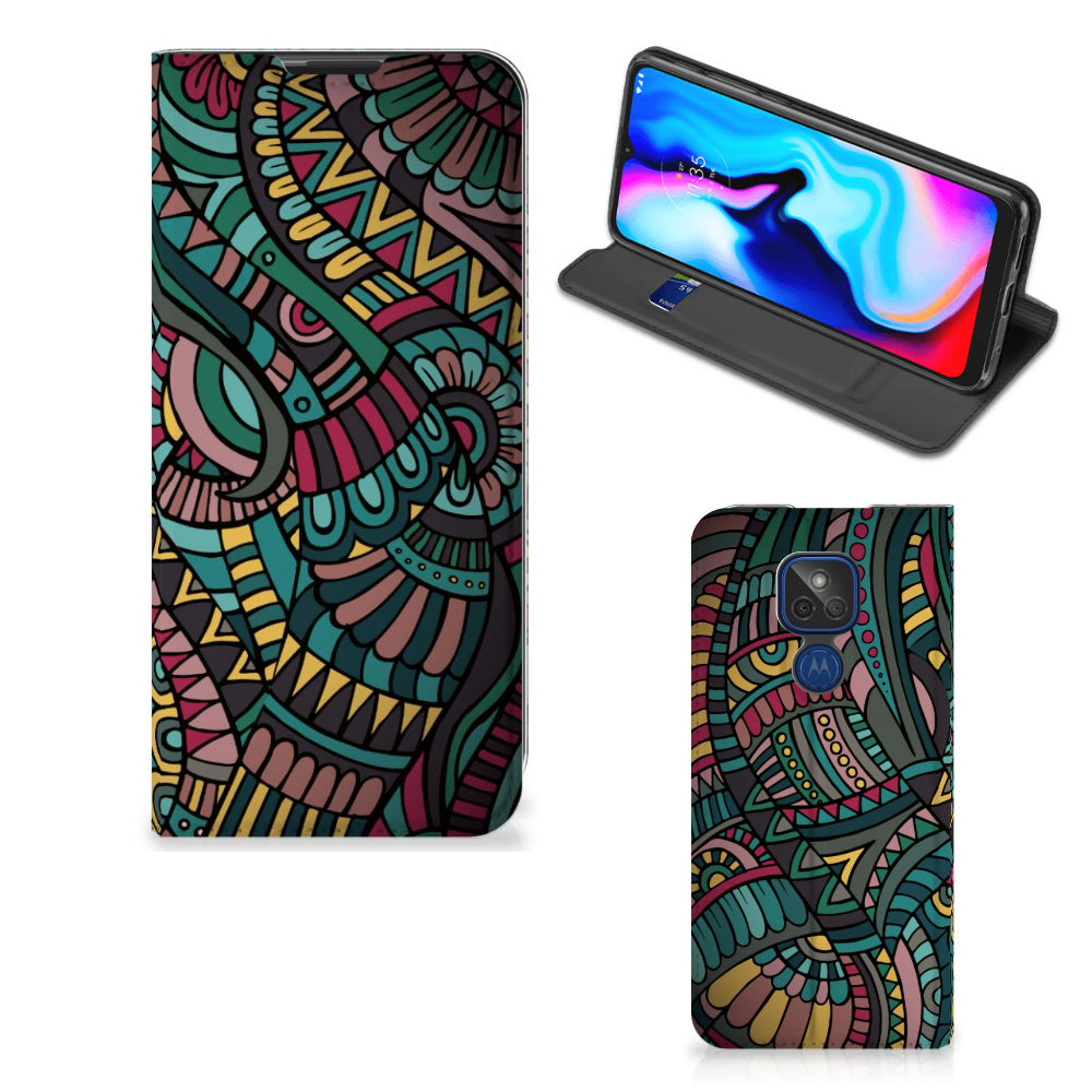 Motorola Moto G9 Play Hoesje met Magneet Aztec