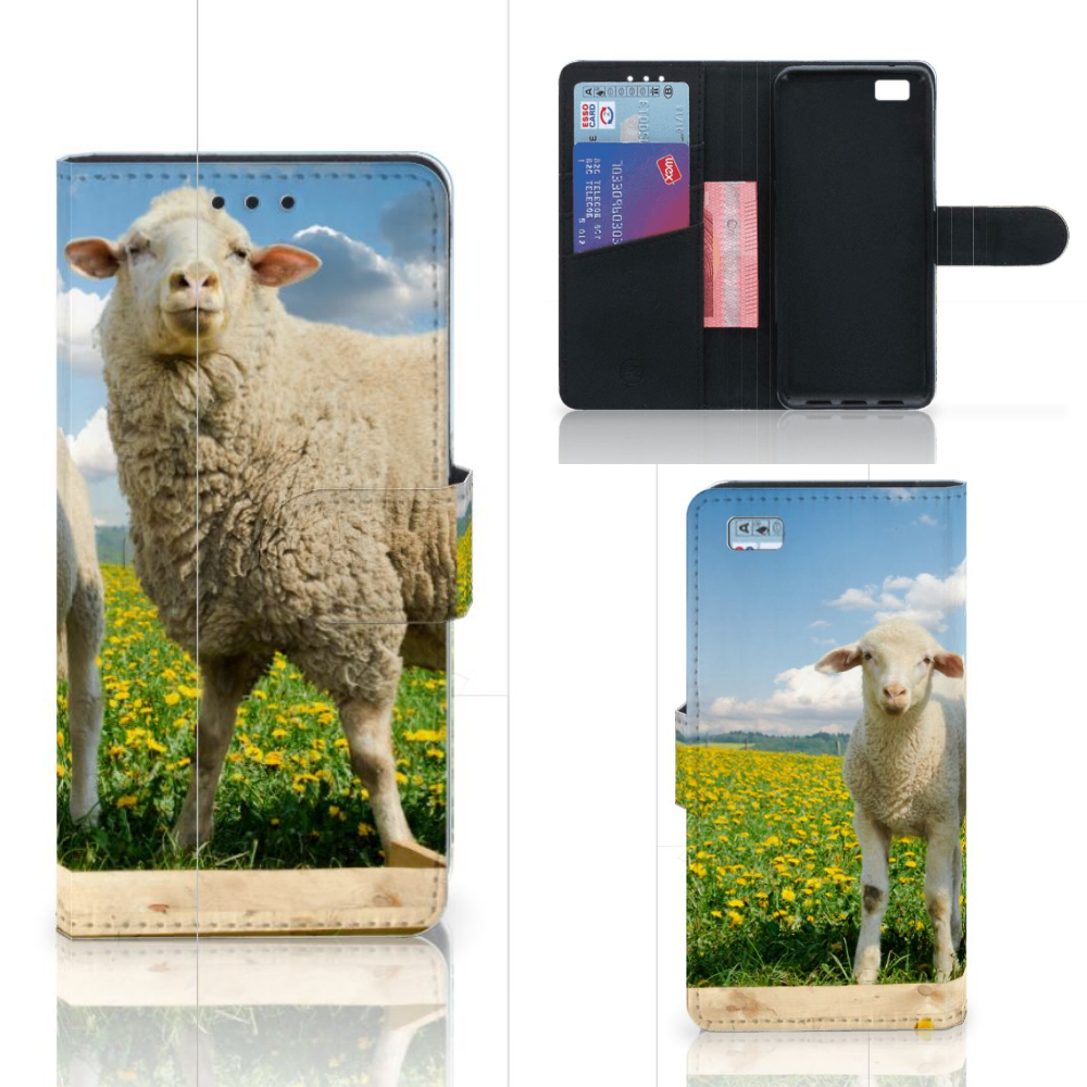 Huawei Ascend P8 Lite Telefoonhoesje met Pasjes Schaap en Lammetje