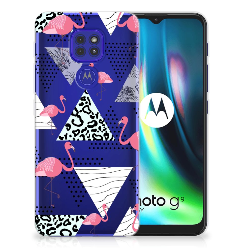 Motorola Moto G9 Play | E7 Plus TPU Hoesje Flamingo Triangle B2C Telecom