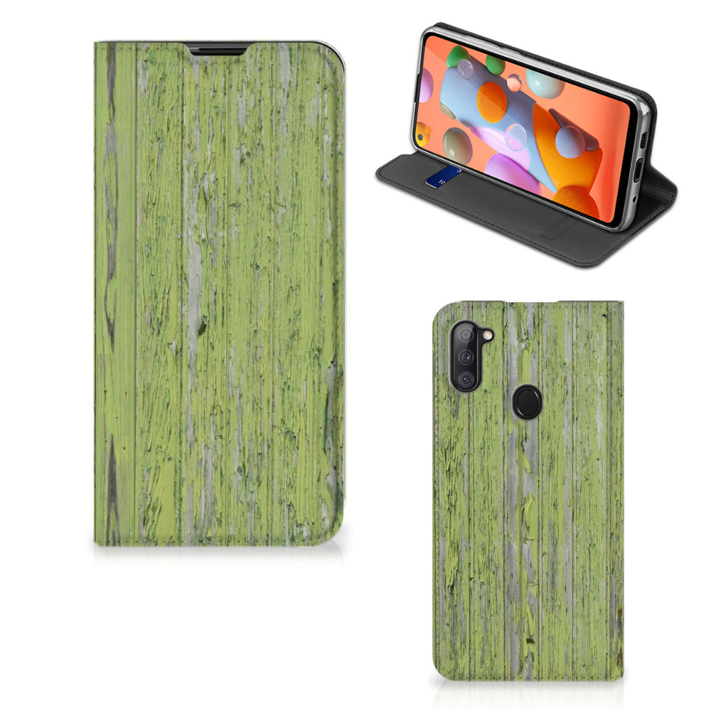 Samsung Galaxy M11 | A11 Book Wallet Case Green Wood