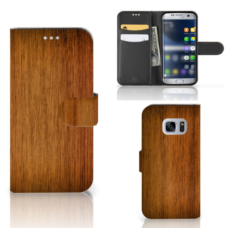 Samsung Galaxy S7 Book Style Case Donker Hout