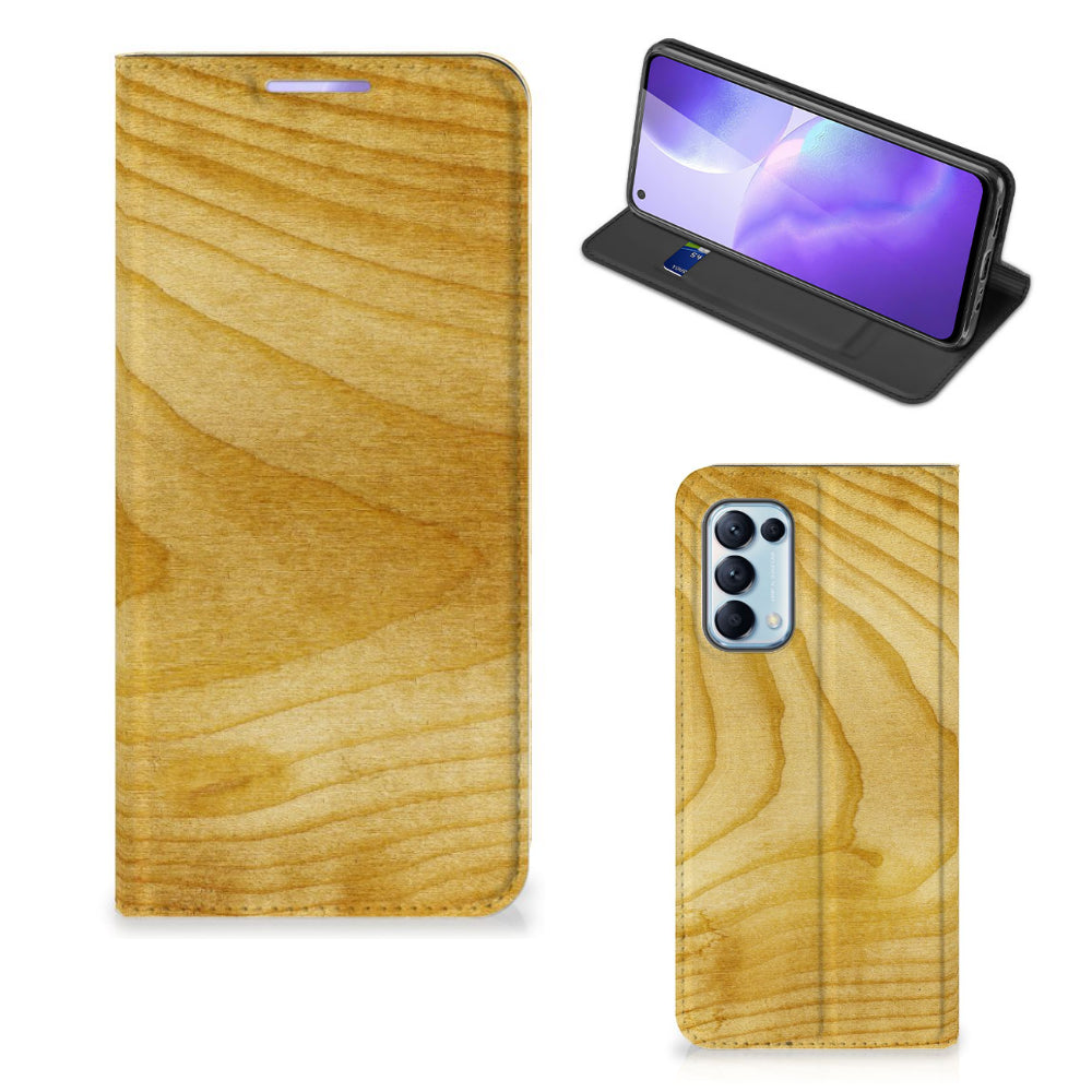 OPPO Find X3 Lite Book Wallet Case Licht Hout