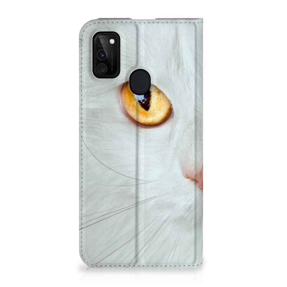 Samsung Galaxy M30s | M21 Hoesje maken Witte Kat - B2C Telecom