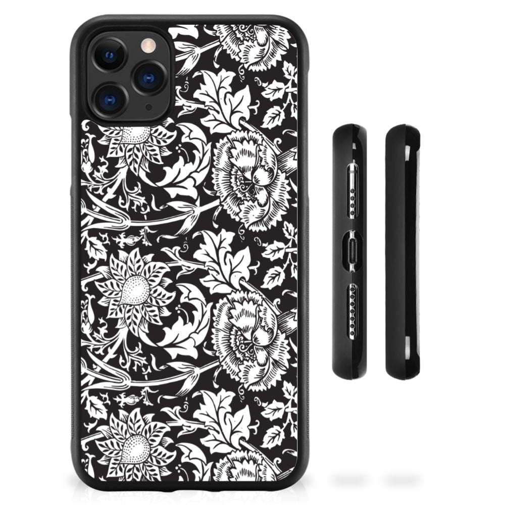 Apple iPhone 11 Pro Max Skin Case Black Flowers B2C Telecom