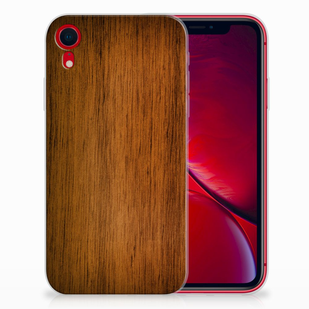 Apple iPhone Xr Bumper Hoesje Donker Hout