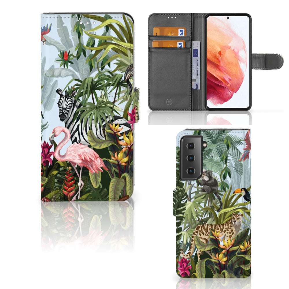 Telefoonhoesje met Pasjes voor Samsung Galaxy S21 Jungle