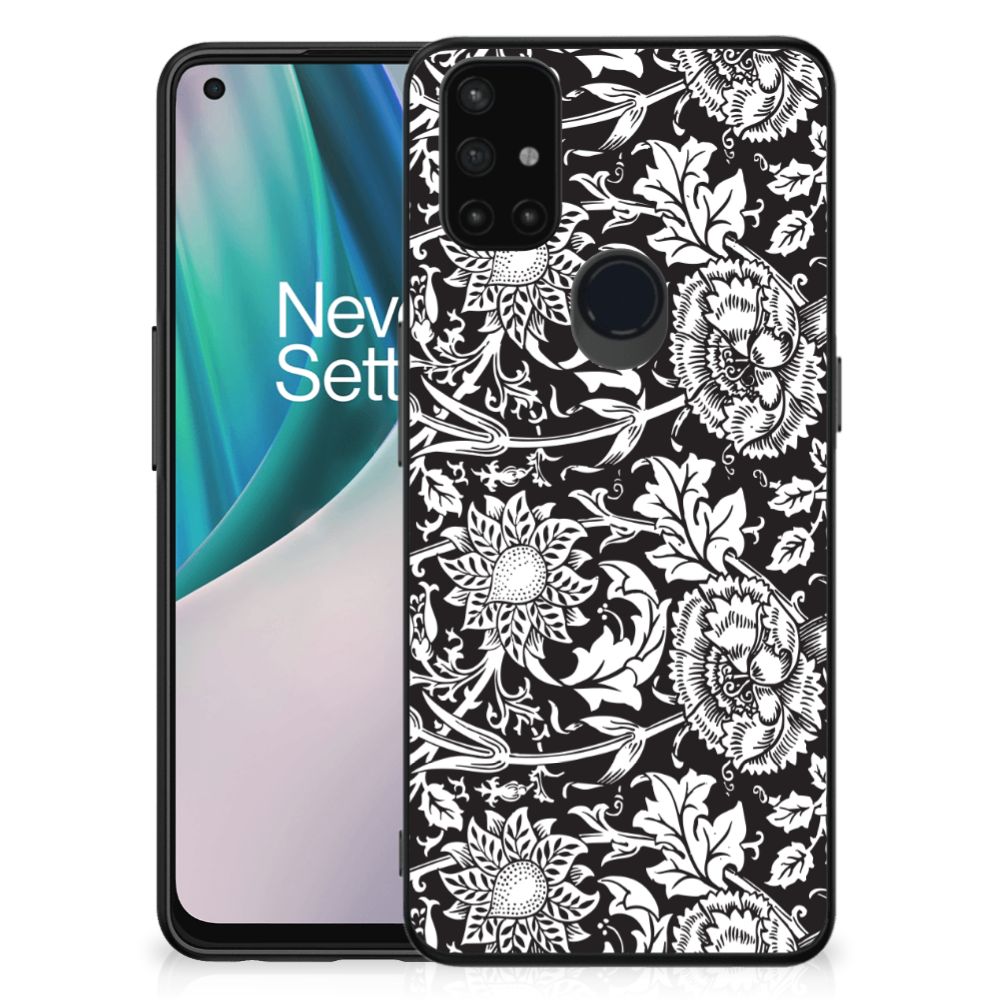 OnePlus Nord N10 5G Bloemen Hoesje Black Flowers